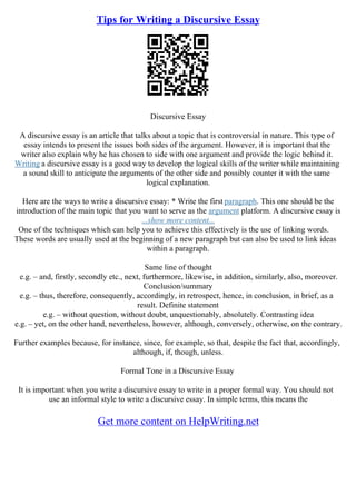 Discursive Essay Examples | PDF