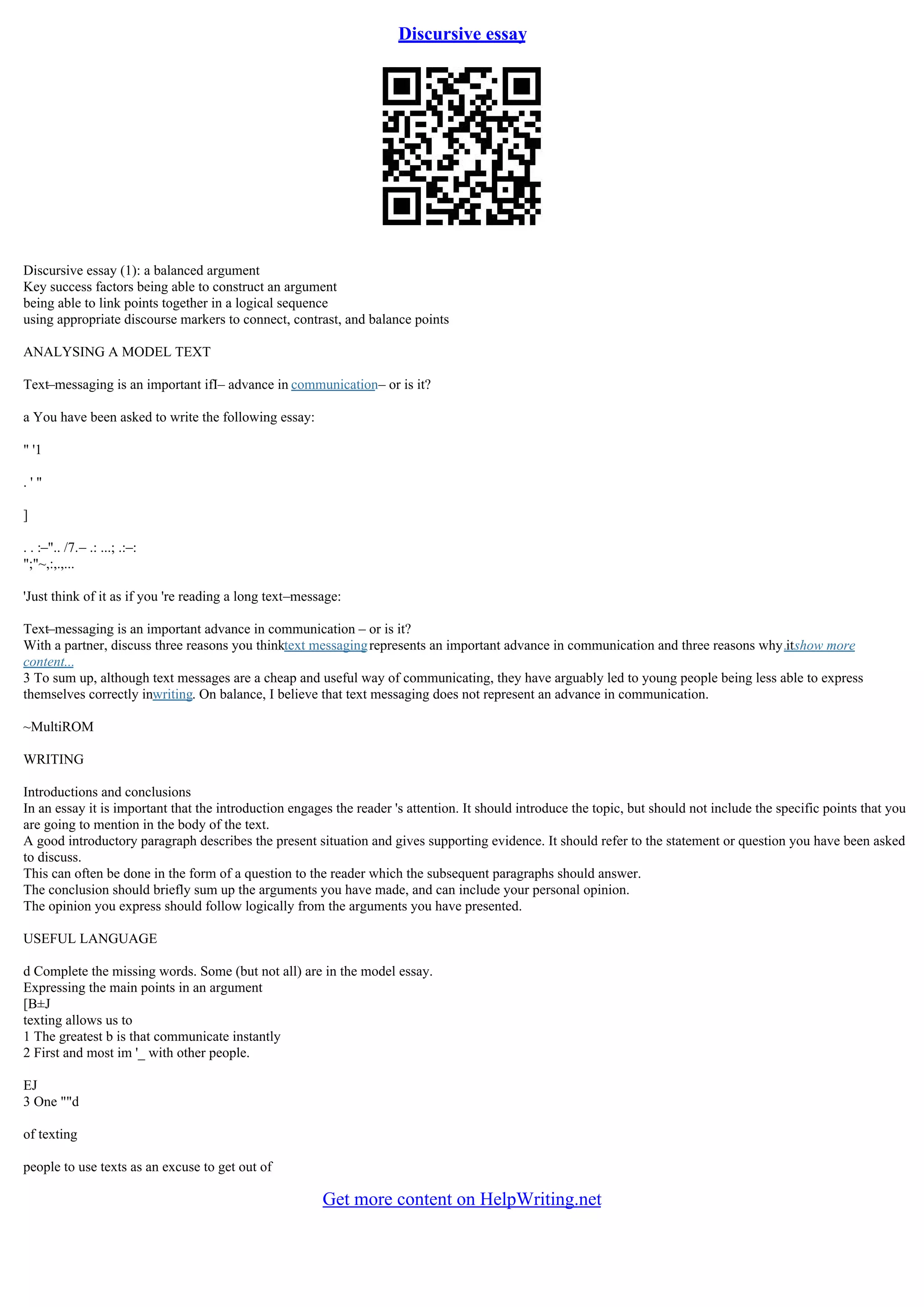 Discursive Essay Ideas | PDF