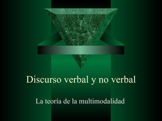 Discurso verbal y no verbal La teoría de la multimodalidad  