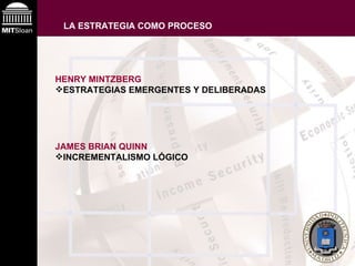 HENRY MINTZBERG   ESTRATEGIAS EMERGENTES Y DELIBERADAS LA ESTRATEGIA COMO PROCESO JAMES BRIAN QUINN INCREMENTALISMO LÓGICO   