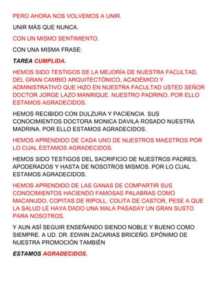 Discurso de graduación de Estomatología