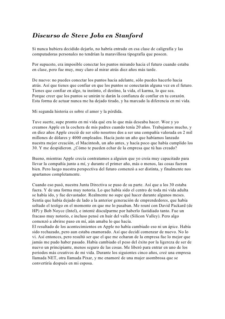 Discurso De Steve Jobs En Stanford Discurso De Steve Jobs En Stanford
