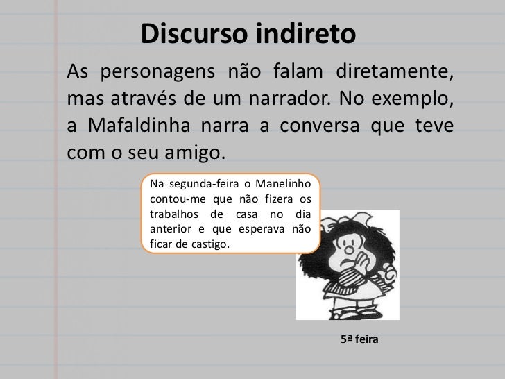 Exemplo de discurso indireto