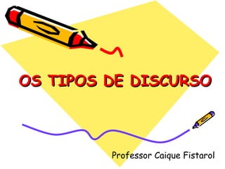 OS TIPOS DE DISCURSOOS TIPOS DE DISCURSO
Professor Caique Fistarol
 