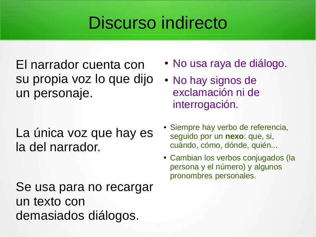 Discurso referido: discurso directo y discurso indirecto