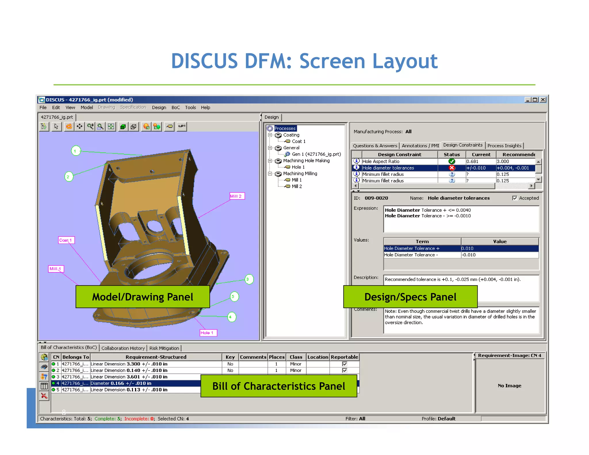 DISCUS DFM: Screen Layout




    Model/Drawing Panel                                   Design/Specs Panel




                          Bill of Characteristics Panel

8
 