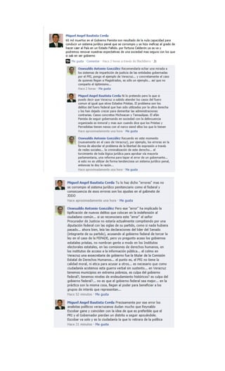 Discusión en facebook sobre gobierno y partidos políticos.