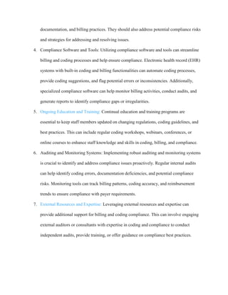 Discusses the resources needed to ensure billing and coding compliance ...