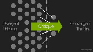 Divergent
Thinking
Convergent
Thinking
Critique
#discussingdsgn
 