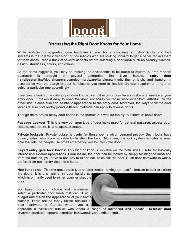 Discussing The Right Door Knobs For Your Home