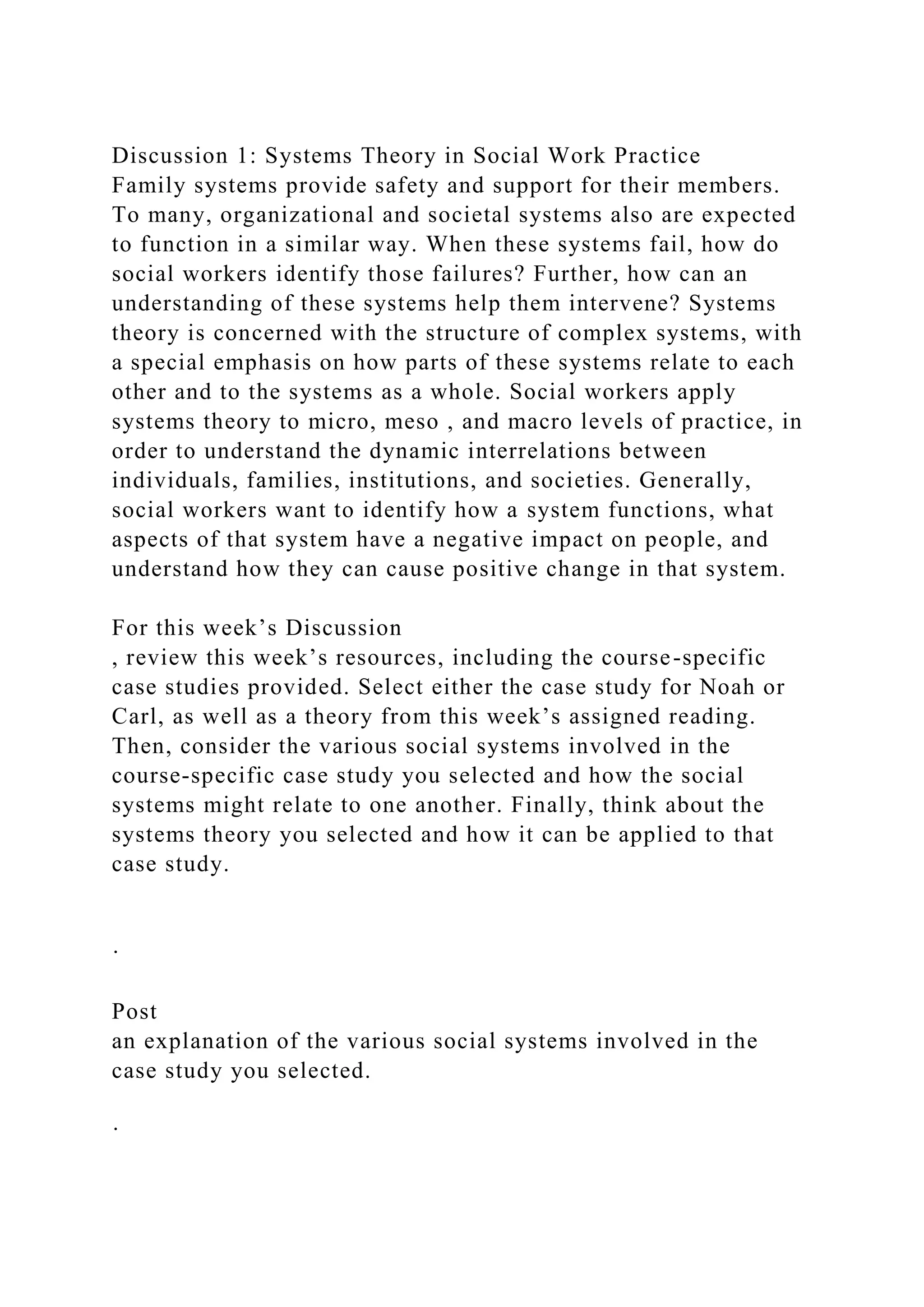 Discussion 1 Systems Theory in Social Work PracticeFamily systems.docx