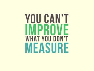 YOU CAN’T
IMPROVE
WHAT YOU DON’T
MEASURE
 