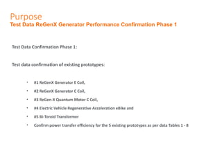 Purpose
Test Data ReGenX Generator Performance Confirmation Phase 1
Test Data Confirmation Phase 1:
Test data confirmation...