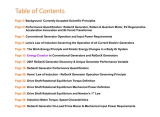 Table of Contents
Page 5: Background Currently Accepted Scientific Principles
Page 6: Performance Quantification: ReGenX G...