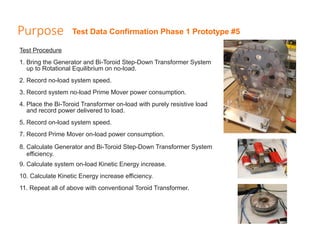 Test Procedure
1. Bring the Generator and Bi-Toroid Step-Down Transformer System
up to Rotational Equilibrium on no-load.
...