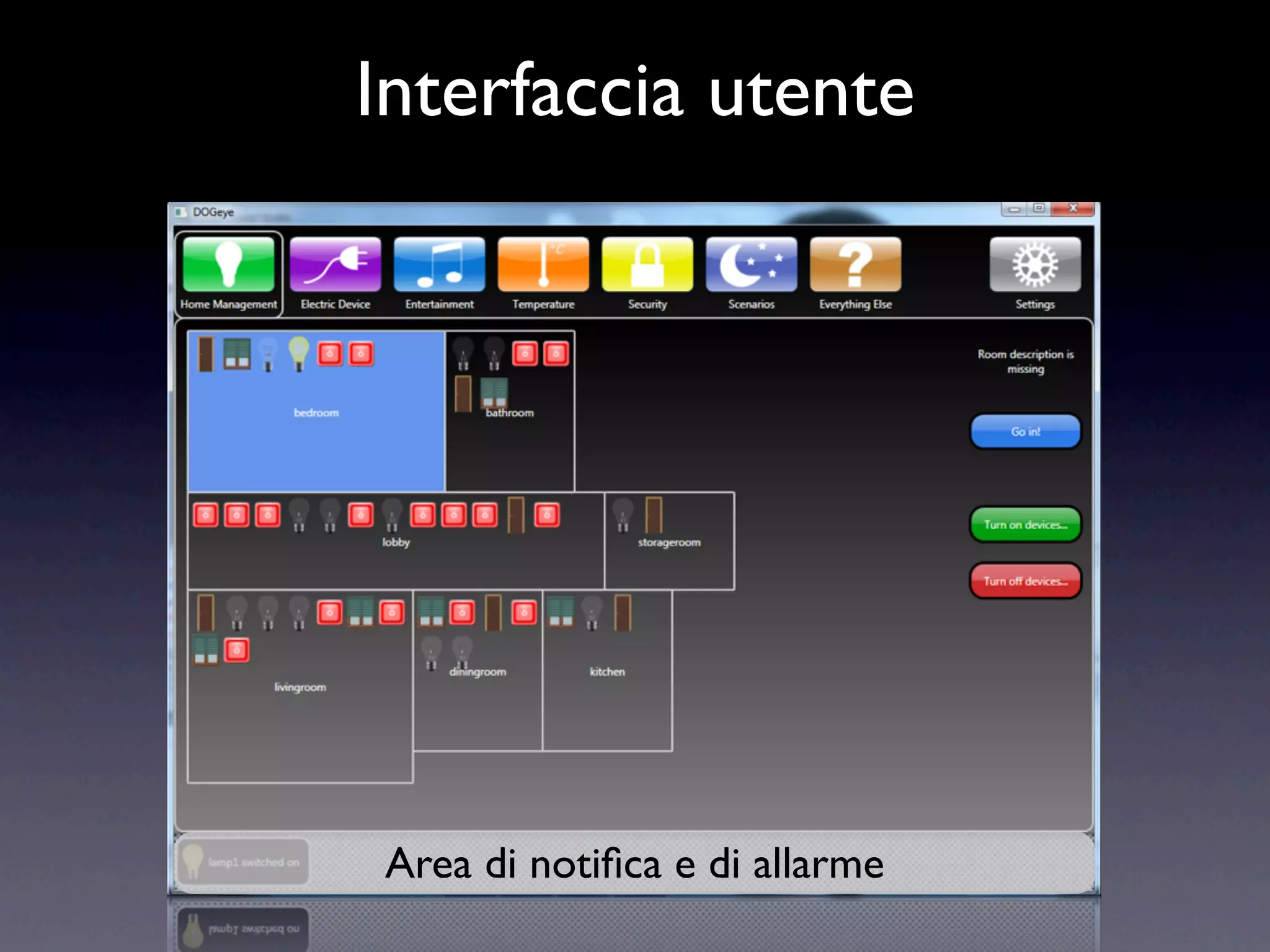 Interfaccia utente




Area di notiﬁca e di allarme
 