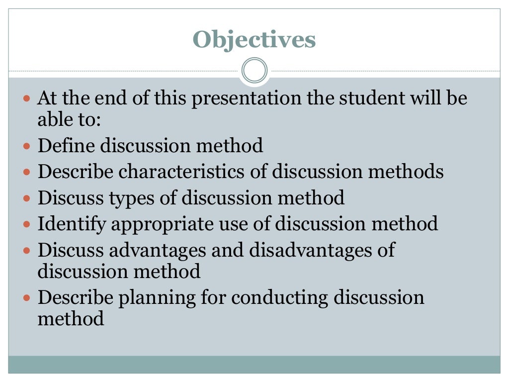 Discussion method