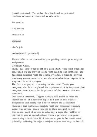 Discussion Post Rubric Each posting and Reading ReflectionCr | PDF