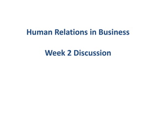 Human Relations in Business

    Week 2 Discussion
 