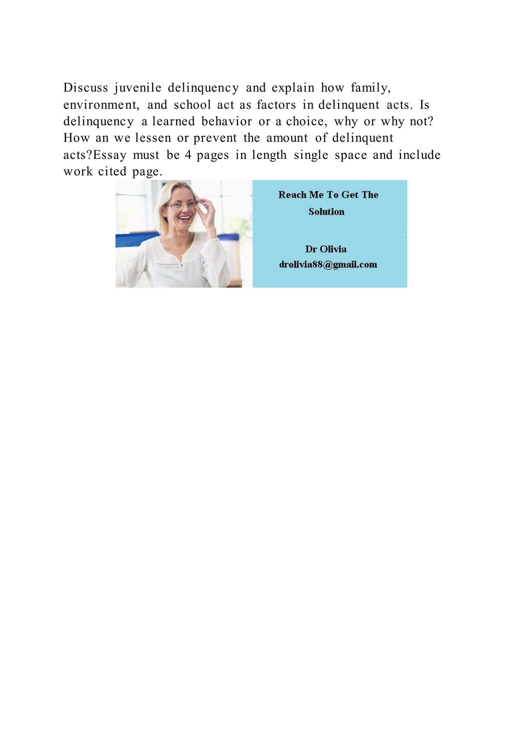 Discuss juvenile delinquency and explain how family, environment, an PDF