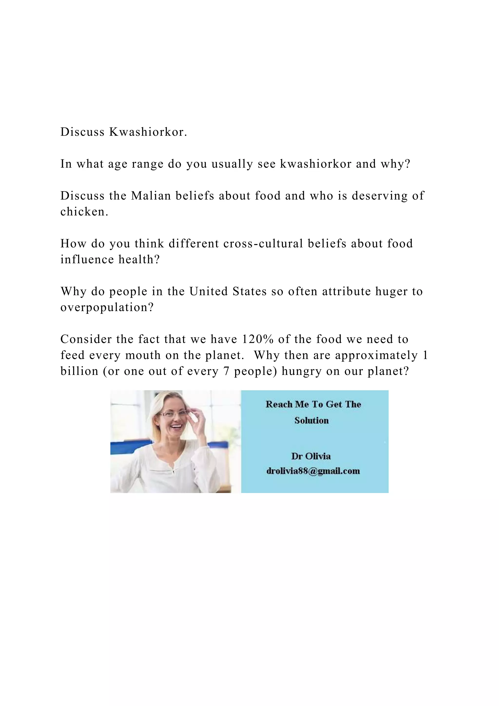 Discuss Kwashiorkor.In what age range do you usually see k.docx