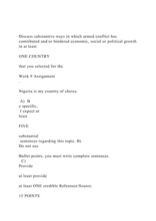 Discuss substantive ways in which armed conflict has contributed.docx