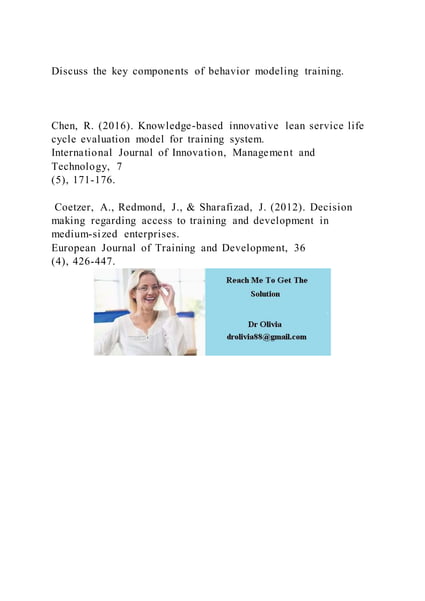 Discuss the key components of behavior modeling training. Ch | DOCX