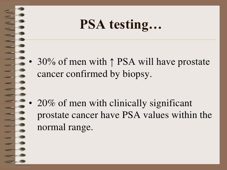 What is a normal PSA test range for a man?