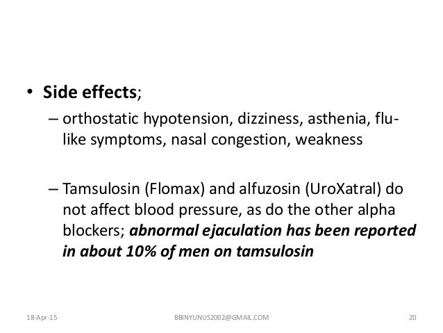 does tamsulosin raise blood pressure