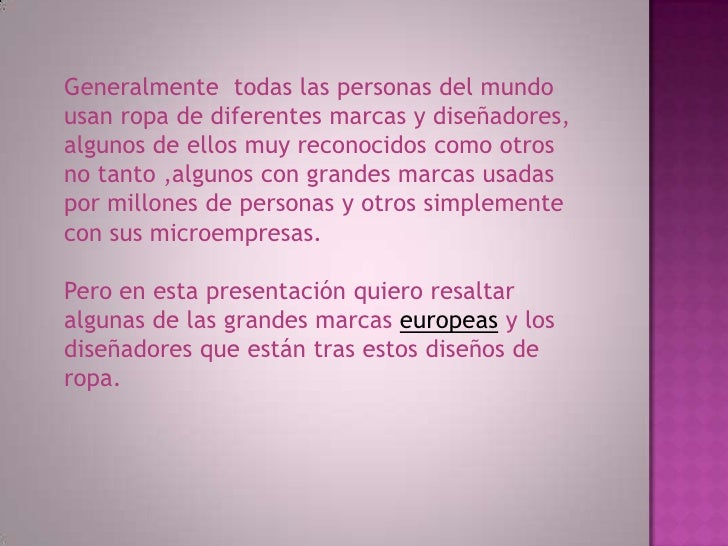 maracas de ropa europea y sus diseñadoress