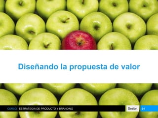 Diseñando la propuesta de valor
CURSO: ESTRATEGIA DE PRODUCTO Y BRANDING Sesión 01
 