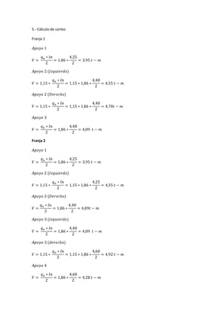 5.- Cálculo de cortes

Franja 1




Franja 2
 