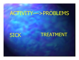 ACTIVITYACTIVITY------>PROBLEMS>PROBLEMS
SICKSICK TREATMENTTREATMENT
 