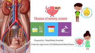 Prepared by: Fahad Bahaa Nasrallah
Under the supervision of D.Mohammed Obaid Hamza
Disease of urinary system
 