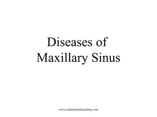 Diseases of
Maxillary Sinus

www.indiandentalacademy.com

 