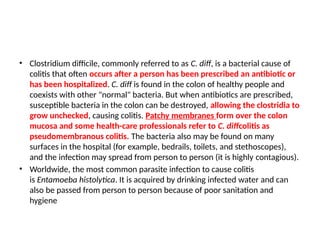 C. Diff How Contagious DISEASES OF THE INTESTINES.pptxkkkkkkkkkk | PPTX