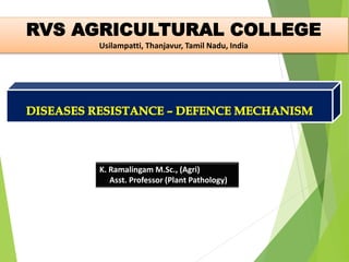 K. Ramalingam M.Sc., (Agri)
Asst. Professor (Plant Pathology)
RVS AGRICULTURAL COLLEGE
Usilampatti, Thanjavur, Tamil Nadu, India
 