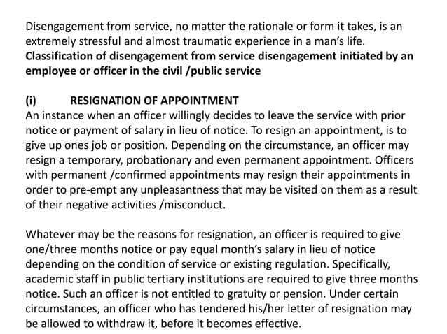 Disengagement From The Service PPT