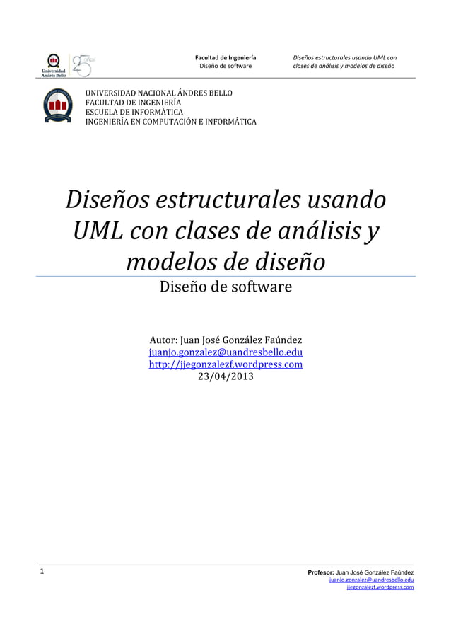 Diseños estructurales usando uml con clases de análisis y modelos de …