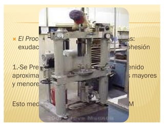 MÉTODO HVEEM
´ El Procedimiento se basa en 4 pruebas:
exudación, expansión, estabilidad y cohesión
1.-Se Preparan las probetas con el contenido
aproximado de asfalto (y con contenidos mayores
y menores)
Esto mediante el compactador de HVEEM
 