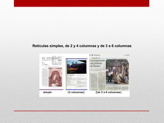 Retículas simples, de 2 y 4 columnas y de 3 a 6 columnas
 