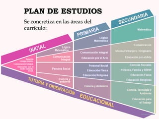 PLAN DE ESTUDIOS Se concretiza en las áreas del currículo: 