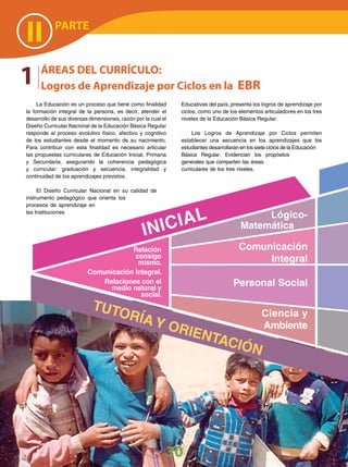 30
1 ÁREAS	DEL	CURRÍCULO:	
Logros	de	Aprendizaje	por	Ciclos	en	la		EBR
La Educación es un proceso que tiene como finalidad...