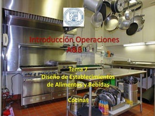 IntroducciónOperaciones A&B Tema 7 Diseño de Establecimientos  de Alimentos y Bebidas Cocinas 