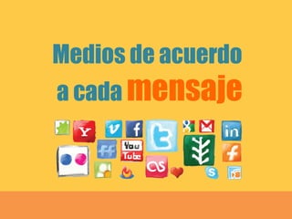 Medios de acuerdo
a cada mensaje
 