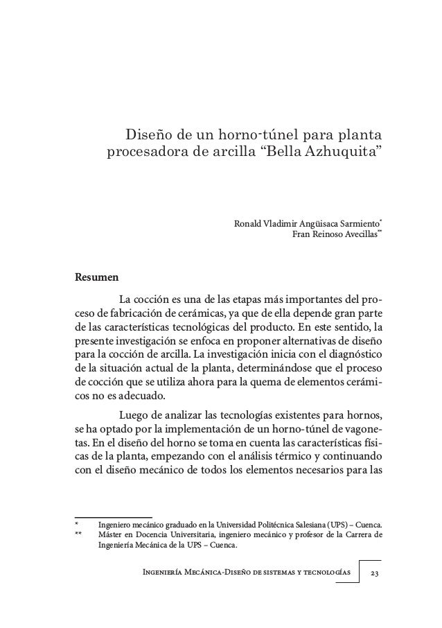 Diseno de un horno tunel para planta procesadora de arcilla bella azh…