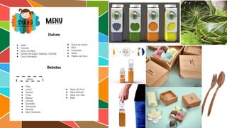 >< 5
Jugos
Dulces
• Piña
• Limón
• Cereza
• Fresa
• Mango
• Chinola
• Guayaba
• Tamarindo
• Naranja
• Morir Soñando
Bebidas
• Agua de Coco
• Agua Natural
• Agua con Gas
• Mabí
• Jaláo
• Cocada
• Dulce de Maní
• Dulces de (Cajuil, Naranja, Chinola)
• Coco horneado
• Dulce de Leche
• Pilon
• Canquiña
• Goﬁo
• Palitos de Coco
DULCES CRIOLLOS, JUGOS Y CAFE
BUCHU MENU
DULCES CRIOLLOS, JUGOS Y CAFE
BUCHUDULCES CRIOLLOS, JUGOS Y CAFE
BUCHUDULCES CRIOLLOS, JUGOS Y CAFE
BUCHUDULCES CRIOLLOS, JUGOS Y CAFE
BUCHU
 