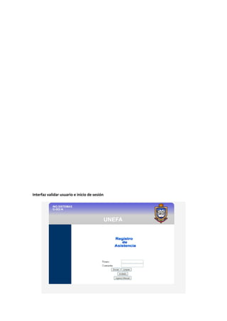 Interfaz validar usuario e inicio de sesión
 