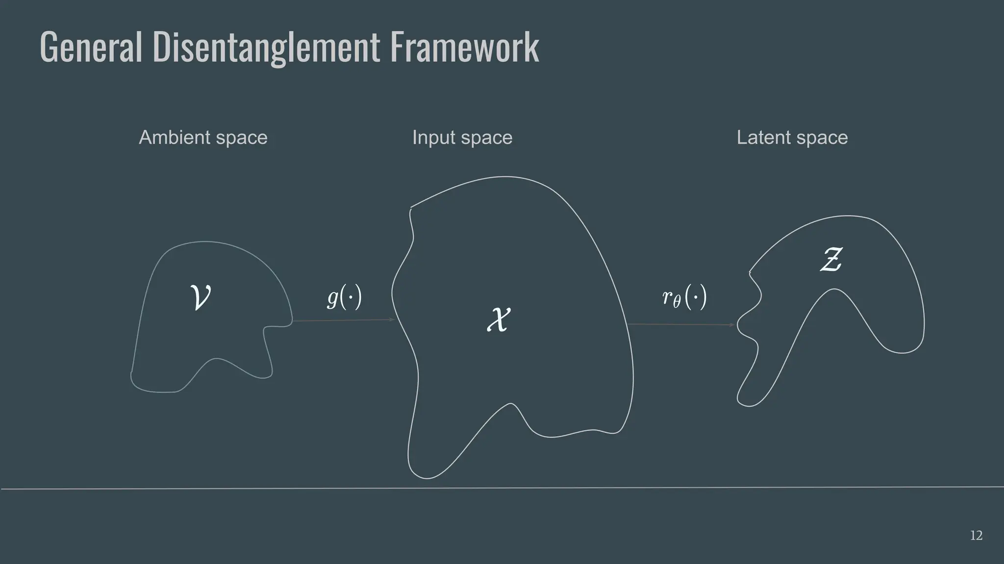 General Disentanglement Framework
Ambient space Input space Latent space
12
 