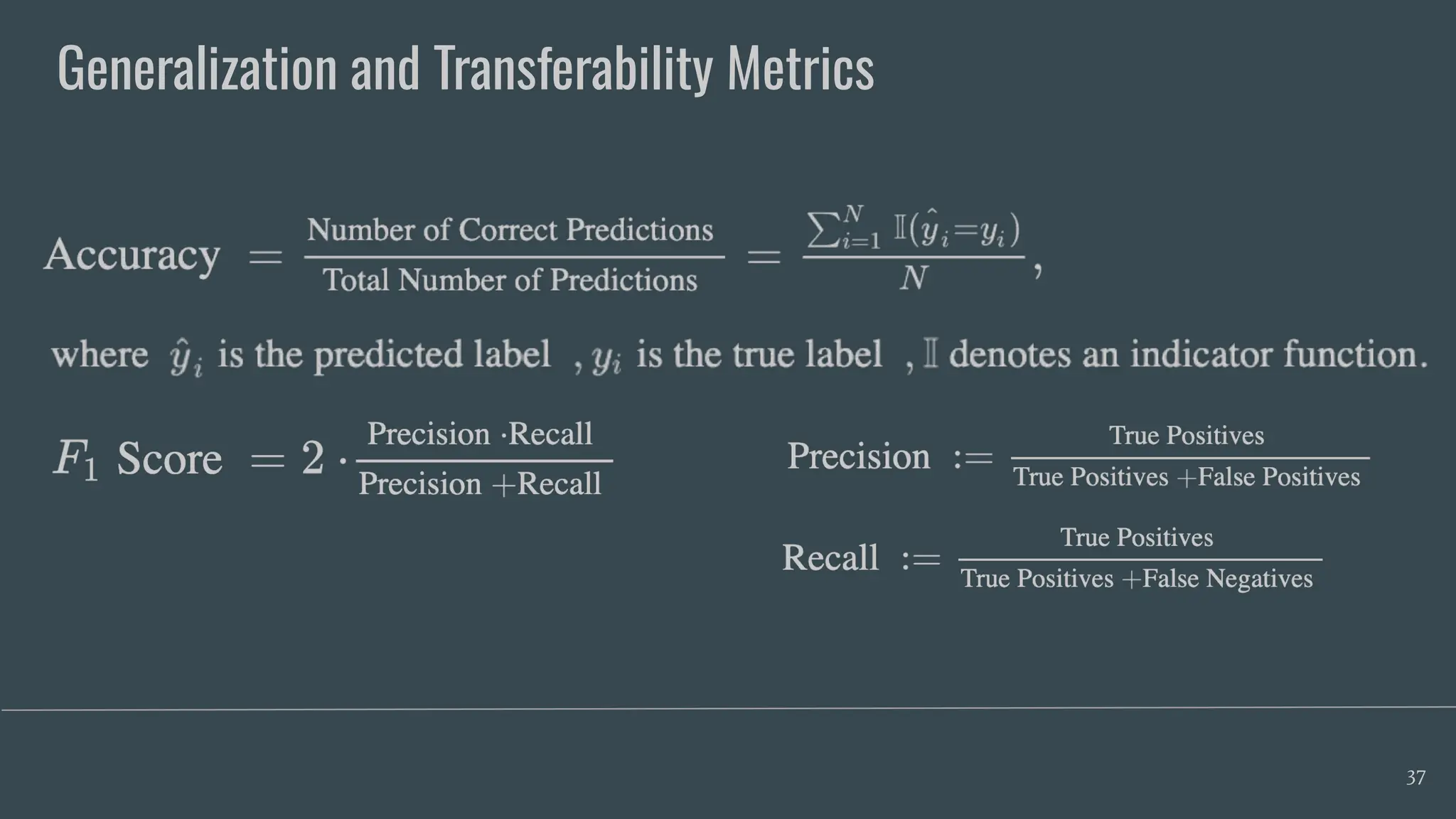 Generalization and Transferability Metrics
37
 